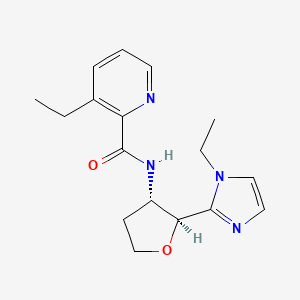molecular formula C17H22N4O2 B6861634 3-ethyl-N-[(2S,3S)-2-(1-ethylimidazol-2-yl)oxolan-3-yl]pyridine-2-carboxamide 