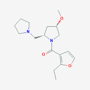 molecular formula C17H26N2O3 B6861653 (2-ethylfuran-3-yl)-[(2S,4S)-4-methoxy-2-(pyrrolidin-1-ylmethyl)pyrrolidin-1-yl]methanone 