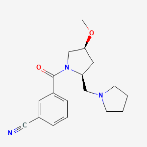 molecular formula C18H23N3O2 B6861685 3-[(2S,4S)-4-methoxy-2-(pyrrolidin-1-ylmethyl)pyrrolidine-1-carbonyl]benzonitrile 