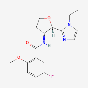 molecular formula C17H20FN3O3 B6861842 N-[(2S,3S)-2-(1-ethylimidazol-2-yl)oxolan-3-yl]-5-fluoro-2-methoxybenzamide 