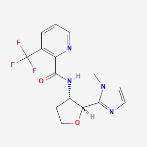 molecular formula C15H15F3N4O2 B6861994 N-[(2S,3S)-2-(1-methylimidazol-2-yl)oxolan-3-yl]-3-(trifluoromethyl)pyridine-2-carboxamide 
