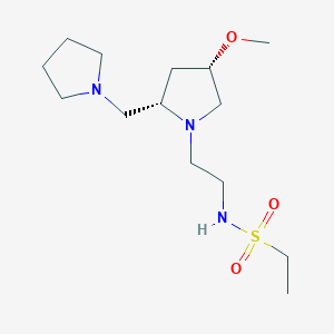 molecular formula C14H29N3O3S B6862065 N-[2-[(2S,4S)-4-methoxy-2-(pyrrolidin-1-ylmethyl)pyrrolidin-1-yl]ethyl]ethanesulfonamide 