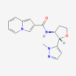 molecular formula C17H18N4O2 B6862166 N-[(2S,3S)-2-(2-methylpyrazol-3-yl)oxolan-3-yl]indolizine-2-carboxamide 