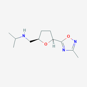 molecular formula C11H19N3O2 B6862210 N-[[(2R,5S)-5-(3-methyl-1,2,4-oxadiazol-5-yl)oxolan-2-yl]methyl]propan-2-amine 