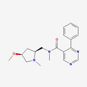 molecular formula C19H24N4O2 B6862298 N-[[(2S,4S)-4-methoxy-1-methylpyrrolidin-2-yl]methyl]-N-methyl-4-phenylpyrimidine-5-carboxamide 