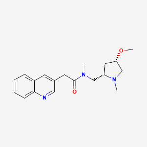 molecular formula C19H25N3O2 B6862333 N-[[(2S,4S)-4-methoxy-1-methylpyrrolidin-2-yl]methyl]-N-methyl-2-quinolin-3-ylacetamide 