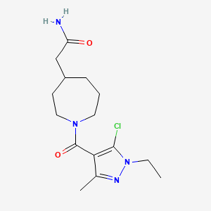 molecular formula C15H23ClN4O2 B6862383 2-[1-(5-Chloro-1-ethyl-3-methylpyrazole-4-carbonyl)azepan-4-yl]acetamide 