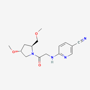 molecular formula C15H20N4O3 B6862394 6-[[2-[(2S,4R)-4-methoxy-2-(methoxymethyl)pyrrolidin-1-yl]-2-oxoethyl]amino]pyridine-3-carbonitrile 
