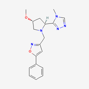 molecular formula C18H21N5O2 B6862403 3-[[(2S,4R)-4-methoxy-2-(4-methyl-1,2,4-triazol-3-yl)pyrrolidin-1-yl]methyl]-5-phenyl-1,2-oxazole 