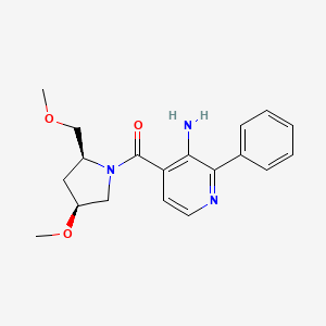molecular formula C19H23N3O3 B6862469 (3-amino-2-phenylpyridin-4-yl)-[(2S,4S)-4-methoxy-2-(methoxymethyl)pyrrolidin-1-yl]methanone 