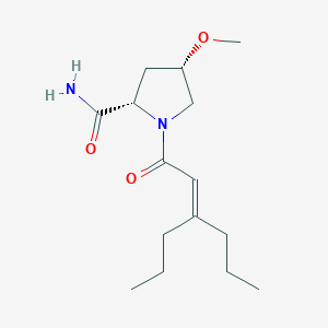 molecular formula C15H26N2O3 B6862637 (2S,4S)-4-methoxy-1-(3-propylhex-2-enoyl)pyrrolidine-2-carboxamide 