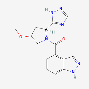 molecular formula C15H16N6O2 B6862667 1H-indazol-4-yl-[(2S,4R)-4-methoxy-2-(1H-1,2,4-triazol-5-yl)pyrrolidin-1-yl]methanone 