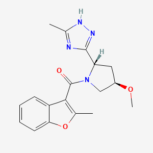 molecular formula C18H20N4O3 B6862669 [(2S,4R)-4-methoxy-2-(5-methyl-1H-1,2,4-triazol-3-yl)pyrrolidin-1-yl]-(2-methyl-1-benzofuran-3-yl)methanone 