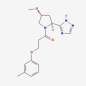 molecular formula C17H22N4O3 B6862706 1-[(2S,4R)-4-methoxy-2-(1H-1,2,4-triazol-5-yl)pyrrolidin-1-yl]-3-(3-methylphenoxy)propan-1-one 