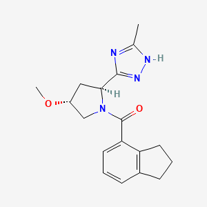 molecular formula C18H22N4O2 B6862753 2,3-dihydro-1H-inden-4-yl-[(2S,4R)-4-methoxy-2-(5-methyl-1H-1,2,4-triazol-3-yl)pyrrolidin-1-yl]methanone 