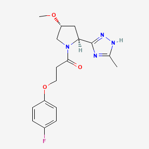 molecular formula C17H21FN4O3 B6862780 3-(4-fluorophenoxy)-1-[(2S,4R)-4-methoxy-2-(5-methyl-1H-1,2,4-triazol-3-yl)pyrrolidin-1-yl]propan-1-one 