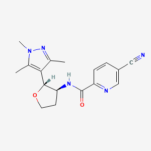molecular formula C17H19N5O2 B6862818 5-cyano-N-[(2R,3S)-2-(1,3,5-trimethylpyrazol-4-yl)oxolan-3-yl]pyridine-2-carboxamide 