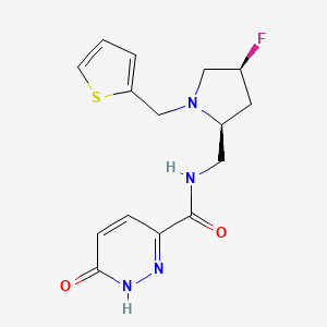 molecular formula C15H17FN4O2S B6862845 N-[[(2S,4S)-4-fluoro-1-(thiophen-2-ylmethyl)pyrrolidin-2-yl]methyl]-6-oxo-1H-pyridazine-3-carboxamide 