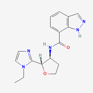 molecular formula C17H19N5O2 B6862848 N-[(2S,3S)-2-(1-ethylimidazol-2-yl)oxolan-3-yl]-1H-indazole-7-carboxamide 