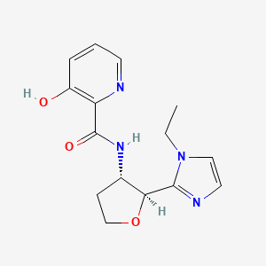 molecular formula C15H18N4O3 B6862867 N-[(2S,3S)-2-(1-ethylimidazol-2-yl)oxolan-3-yl]-3-hydroxypyridine-2-carboxamide 
