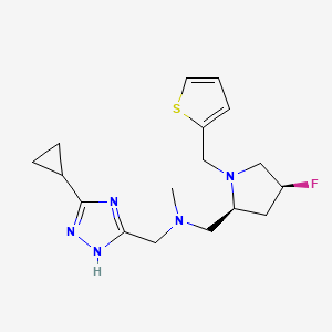 molecular formula C17H24FN5S B6862990 N-[(3-cyclopropyl-1H-1,2,4-triazol-5-yl)methyl]-1-[(2S,4S)-4-fluoro-1-(thiophen-2-ylmethyl)pyrrolidin-2-yl]-N-methylmethanamine 