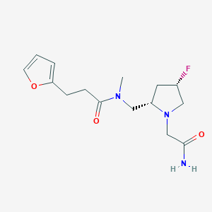 molecular formula C15H22FN3O3 B6862991 N-[[(2S,4S)-1-(2-amino-2-oxoethyl)-4-fluoropyrrolidin-2-yl]methyl]-3-(furan-2-yl)-N-methylpropanamide 