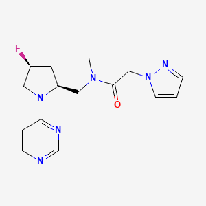 molecular formula C15H19FN6O B6863008 N-[[(2S,4S)-4-fluoro-1-pyrimidin-4-ylpyrrolidin-2-yl]methyl]-N-methyl-2-pyrazol-1-ylacetamide 