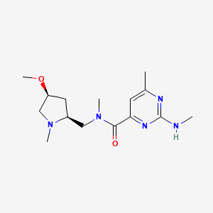 molecular formula C15H25N5O2 B6863036 N-[[(2S,4S)-4-methoxy-1-methylpyrrolidin-2-yl]methyl]-N,6-dimethyl-2-(methylamino)pyrimidine-4-carboxamide 