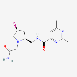 molecular formula C14H20FN5O2 B6863082 N-[[(2S,4S)-1-(2-amino-2-oxoethyl)-4-fluoropyrrolidin-2-yl]methyl]-2,6-dimethylpyrimidine-4-carboxamide 