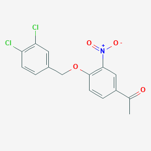 molecular formula C15H11Cl2NO4 B068631 1-[4-[(3,4-Dichlorobenzyl)oxy]-3-nitrophenyl]ethan-1-one CAS No. 175136-25-1