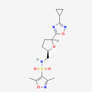 molecular formula C15H20N4O5S B6863172 N-[[(2R,5S)-5-(3-cyclopropyl-1,2,4-oxadiazol-5-yl)oxolan-2-yl]methyl]-3,5-dimethyl-1,2-oxazole-4-sulfonamide 