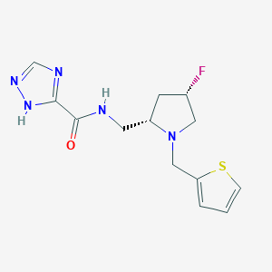 molecular formula C13H16FN5OS B6863190 N-[[(2S,4S)-4-fluoro-1-(thiophen-2-ylmethyl)pyrrolidin-2-yl]methyl]-1H-1,2,4-triazole-5-carboxamide 