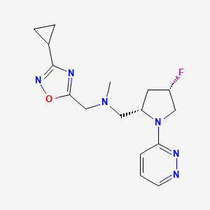 molecular formula C16H21FN6O B6863228 N-[(3-cyclopropyl-1,2,4-oxadiazol-5-yl)methyl]-1-[(2S,4S)-4-fluoro-1-pyridazin-3-ylpyrrolidin-2-yl]-N-methylmethanamine 