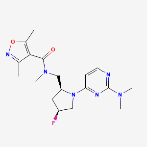 molecular formula C18H25FN6O2 B6863263 N-[[(2S,4S)-1-[2-(dimethylamino)pyrimidin-4-yl]-4-fluoropyrrolidin-2-yl]methyl]-N,3,5-trimethyl-1,2-oxazole-4-carboxamide 