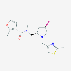 molecular formula C17H22FN3O2S B6863276 N-[[(2S,4S)-4-fluoro-1-[(2-methyl-1,3-thiazol-4-yl)methyl]pyrrolidin-2-yl]methyl]-N,2-dimethylfuran-3-carboxamide 