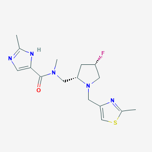 molecular formula C16H22FN5OS B6863297 N-[[(2S,4S)-4-fluoro-1-[(2-methyl-1,3-thiazol-4-yl)methyl]pyrrolidin-2-yl]methyl]-N,2-dimethyl-1H-imidazole-5-carboxamide 