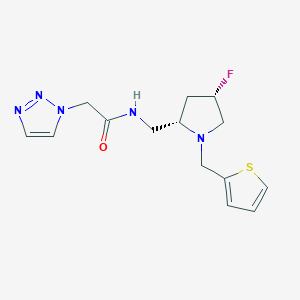 molecular formula C14H18FN5OS B6863362 N-[[(2S,4S)-4-fluoro-1-(thiophen-2-ylmethyl)pyrrolidin-2-yl]methyl]-2-(triazol-1-yl)acetamide 