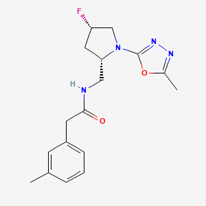 molecular formula C17H21FN4O2 B6863367 N-[[(2S,4S)-4-fluoro-1-(5-methyl-1,3,4-oxadiazol-2-yl)pyrrolidin-2-yl]methyl]-2-(3-methylphenyl)acetamide 