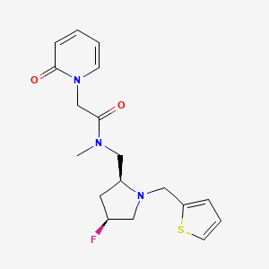 molecular formula C18H22FN3O2S B6863523 N-[[(2S,4S)-4-fluoro-1-(thiophen-2-ylmethyl)pyrrolidin-2-yl]methyl]-N-methyl-2-(2-oxopyridin-1-yl)acetamide 