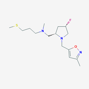 molecular formula C15H26FN3OS B6863527 N-[[(2S,4S)-4-fluoro-1-[(3-methyl-1,2-oxazol-5-yl)methyl]pyrrolidin-2-yl]methyl]-N-methyl-3-methylsulfanylpropan-1-amine 