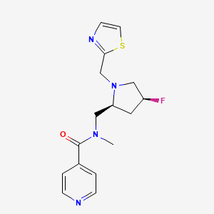 molecular formula C16H19FN4OS B6863544 N-[[(2S,4S)-4-fluoro-1-(1,3-thiazol-2-ylmethyl)pyrrolidin-2-yl]methyl]-N-methylpyridine-4-carboxamide 