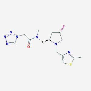 molecular formula C14H20FN7OS B6863550 N-[[(2S,4S)-4-fluoro-1-[(2-methyl-1,3-thiazol-4-yl)methyl]pyrrolidin-2-yl]methyl]-N-methyl-2-(tetrazol-1-yl)acetamide 