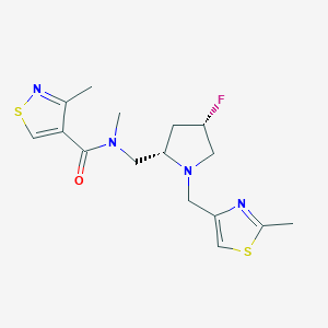 molecular formula C16H21FN4OS2 B6863595 N-[[(2S,4S)-4-fluoro-1-[(2-methyl-1,3-thiazol-4-yl)methyl]pyrrolidin-2-yl]methyl]-N,3-dimethyl-1,2-thiazole-4-carboxamide 