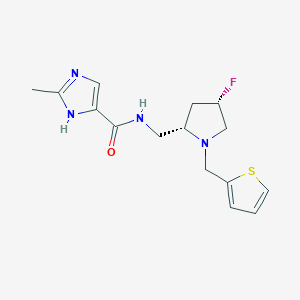 molecular formula C15H19FN4OS B6863641 N-[[(2S,4S)-4-fluoro-1-(thiophen-2-ylmethyl)pyrrolidin-2-yl]methyl]-2-methyl-1H-imidazole-5-carboxamide 