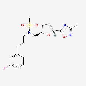 molecular formula C18H24FN3O4S B6863657 N-[3-(3-fluorophenyl)propyl]-N-[[(2R,5S)-5-(3-methyl-1,2,4-oxadiazol-5-yl)oxolan-2-yl]methyl]methanesulfonamide 
