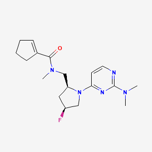 molecular formula C18H26FN5O B6863670 N-[[(2S,4S)-1-[2-(dimethylamino)pyrimidin-4-yl]-4-fluoropyrrolidin-2-yl]methyl]-N-methylcyclopentene-1-carboxamide 