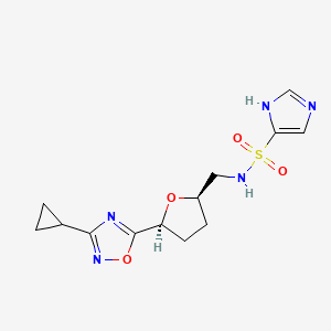molecular formula C13H17N5O4S B6863729 N-[[(2R,5S)-5-(3-cyclopropyl-1,2,4-oxadiazol-5-yl)oxolan-2-yl]methyl]-1H-imidazole-5-sulfonamide 