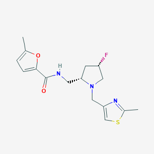molecular formula C16H20FN3O2S B6863775 N-[[(2S,4S)-4-fluoro-1-[(2-methyl-1,3-thiazol-4-yl)methyl]pyrrolidin-2-yl]methyl]-5-methylfuran-2-carboxamide 