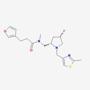 molecular formula C18H24FN3O2S B6863815 N-[[(2S,4S)-4-fluoro-1-[(2-methyl-1,3-thiazol-4-yl)methyl]pyrrolidin-2-yl]methyl]-3-(furan-3-yl)-N-methylpropanamide 