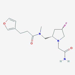 molecular formula C15H22FN3O3 B6863821 N-[[(2S,4S)-1-(2-amino-2-oxoethyl)-4-fluoropyrrolidin-2-yl]methyl]-3-(furan-3-yl)-N-methylpropanamide 